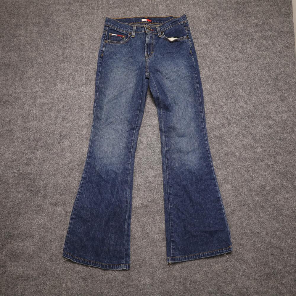 Tommy Jeans Jeans Juniors 3 Medium Wash Blue Mid Rise Flare Leg Stretch Denim